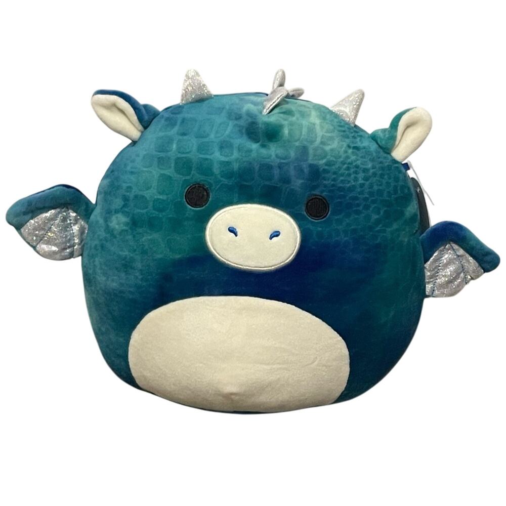 Squishmallows Dominic the Dragon Teal Blue Scaled Stuffed Animal Plush 10” NWT